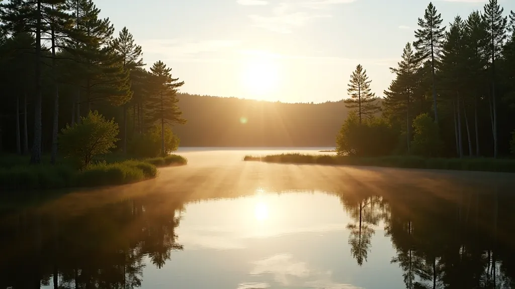 Peaceful lakeside landscape in Latvia with forests and calm waters